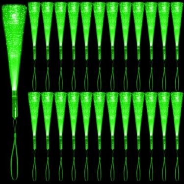 Imagem de 48 PCS Green Glow Fiber Wands Sticks LED Light Wands 3 Modes Flashing Fiber Optic Light Rod Bulk Fiber Optic Wands Glow in The Dark Party Favors for Bar Wedding Party Supplies