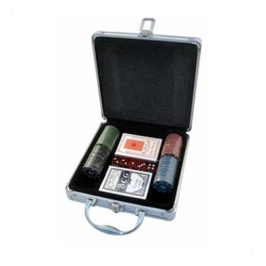 Imagem de Kit Jogo De Poker Com Maleta 100 Fichas 2 Baralhos 5 Dados - Imporient