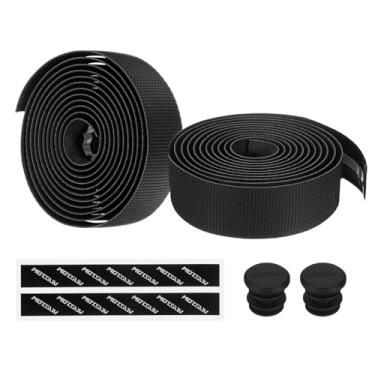 Imagem de PATIKIL Fita de poliuretano EVA para guidão de bicicleta, 1 par de fita antiderrapante para barra de bicicleta com plugues de extremidade e costas adesivas para dobrar ciclismo de estrada, preta