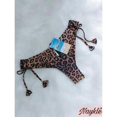 Imagem de Calcinha De Biquíni Fio Duplo - Nayklê Moda Praia , Oncinha marrom, P
