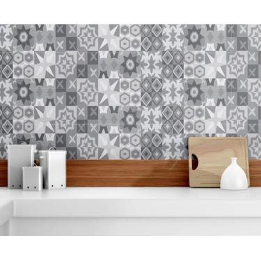 Imagem de Papel de parede Adesivo Azulejo Decorativo Cinza - PRESENTE-BRINDE
