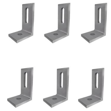 Imagem de Kit 6 suportes em l aluminio 55x35x30 para haste solar - INOXPAR