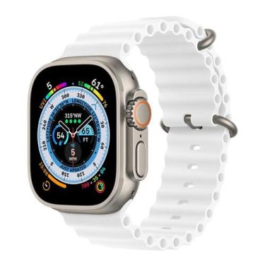 Imagem de Pulseira  Branco 38/40/41mm Oceano Silicone Compatível Relógio Serie 8