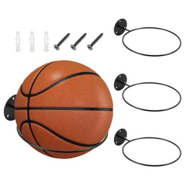 Imagem de UNICRAFTALE Suporte de parede para armazenamento de bolas, suporte de basquete, suporte de parede para exibição de bola de futebol para exibição de acessórios esportivos, organizador