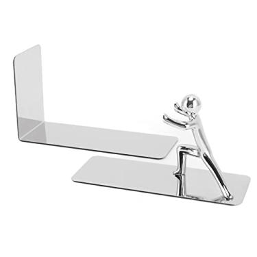 Imagem de Metal Bookends Kung Fu Man Design Provércia de ferrugem High Stability Books para biblioteca de escritórios domésticos Durável liga de zinco Aço inoxidável 19,5 x 11 x 7cm