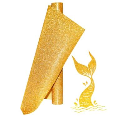 Imagem de Rolo de vinil de transferência de calor HTV com glitter dourado em vinil para camisetas