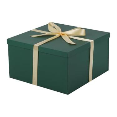 Imagem de UoeRing 1 caixa de presente verde extra grande com tampas, caixas de presente para presentes, caixa de aniversário (inclui fita, cartão de presente de papel e envelopes)
