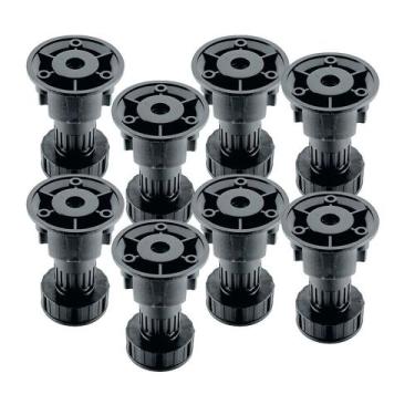 Imagem de Kit 08 Pé Nivelador Plástico para Móveis 100mm (160Kg) Preto Hafele - 