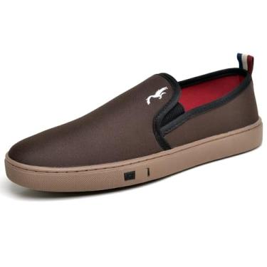 Imagem de Tenis Sapatenis Masculino Slip On Confortavel Facil de Calçar Sem Cadarço SAP7900, Polo Blu ORIGINAL (Marrom, BR, Adulto, Numérico, 43)