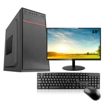 Imagem de Computador Completo Intel Core I3 7a Geração, 8GB DDR4, SSD 240GB, Windows 10, Preto + Monitor 19 + Teclado E Mouse