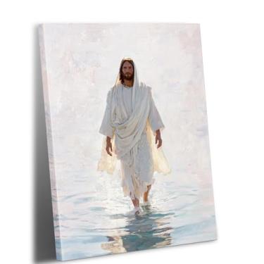 Imagem de Arte de parede Jesus andando sobre a água Deus Cristão Decoração de Parede Imagens Espírito Religioso Fé Pôsteres Impressões para Sala de Estar Quarto Igreja Decorações de Casa 30 x 40 cm