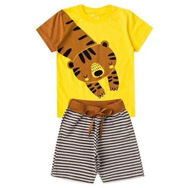 Imagem de Conjunto Roupa Menino Infantil Menino Verão Tigre Kangulu Rosa Azul Ki