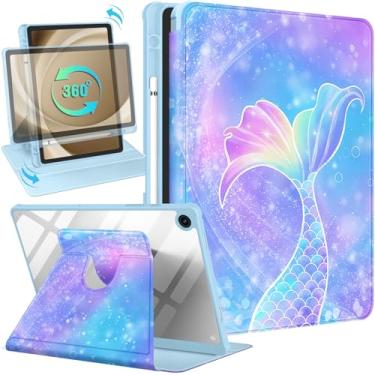 Imagem de Kidcube Capa para Samsung Galaxy Tab A9 Plus de 28 cm para mulheres, meninas, crianças, capa fólio com suporte para lápis, design fofo Kawaii, suporte giratório, moda feminina para Tab A9+ Plus, capa