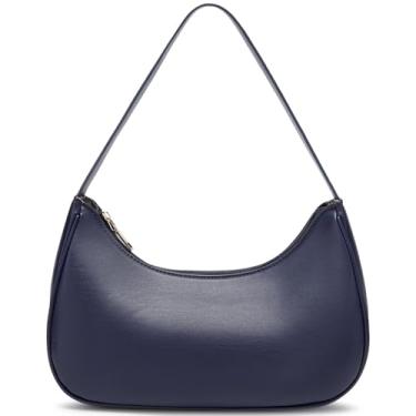 Imagem de Bolsa de ombro moderna para mulheres fofas Hobo Tote Mini Clutch Underarm Purse para uso diário/trabalho/viagem/passeios casuais, Azul escuro, Small