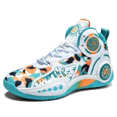 Imagem de Novetra Tênis de basquete masculino de cano alto com design camuflado antiderrapante e respirável, botas esportivas de basquete(Grey,41 BR)