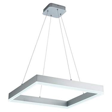 Imagem de ROYAL PEARL Lustre moderno para decoração de quarto, quadrado, LED, regulável, comtemporário, luz pendente de LED, lustre para sala de jantar, cozinha, escritório, branco frio, prata 6000 K