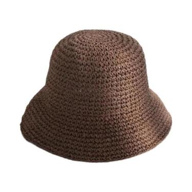 Imagem de Chapéu De Palha Feminino Para Praia, Verão, Aba Larga, Estilo Pescador