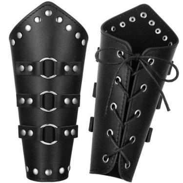 Imagem de Protetores de braço Patelai Faux Leather Cosplay Medieval Black