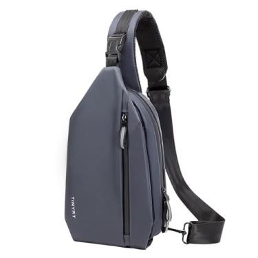 Imagem de Bolsas transversais masculinas de grande capacidade com bolsos para caminhadas, bolsa de ombro com alça ajustável para viagens, Cinza/7010