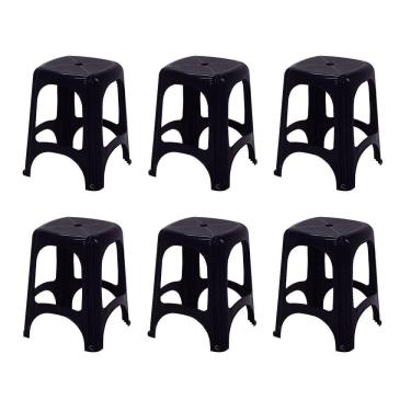 Imagem de 6 Banquetas Tramontina Niterói ECO em Polipropileno Preto 45cm 92411009