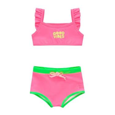 Imagem de Conjunto Biquíni Pingo de Alegria PG42 Infantil Cropped e Shorts Prote