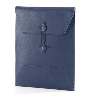 Imagem de Pasta de arquivo de couro para documentos, pasta de documentos importante com cordão de amarrar, capa para notebook, organizador de arquivos de couro, pasta de arquivamento de envelopes A4 (vertical