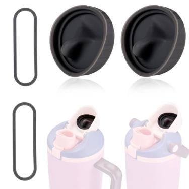 Imagem de Conjunto de Tampas e Vedantes de Silicone Antivazamento, 2 Tampas e 2 Vedantes para Owala FreeSip Sway 30oz 40oz Acessórios Confiáveis Garrafa Esportiva(Preto)