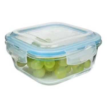 Imagem de Pote de Vidro Quadrado Hermético com Tampa Plastica Mantimentos Marmit