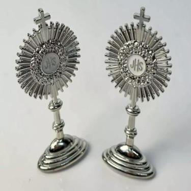 Imagem de Kit 2 Mini Ostensório Resplendor Eucaristia Santissimo JHS - PRA VC, P