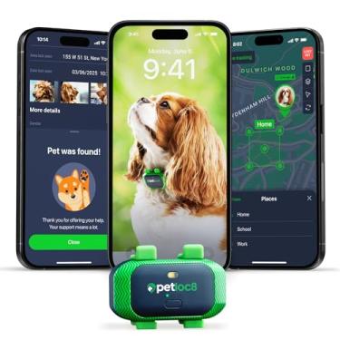 Imagem de Rastreador GPS para cães - Dispositivo de rastreamento de localização em tempo real com aplicativo - Alertas inteligentes e cerca geográfica - compatível com coleira, à prova d'água - bateria de longa