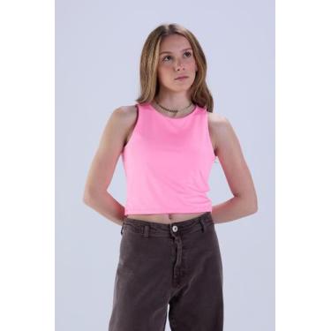 Imagem de Camiseta Adulto Suplex Regata Cropped - VIDA COSTEIRA, Rosa, 16