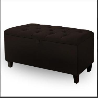 Imagem de Recamier Baú 120cm Com Capitonê E Pés De Madeira - DMOB, Marrom