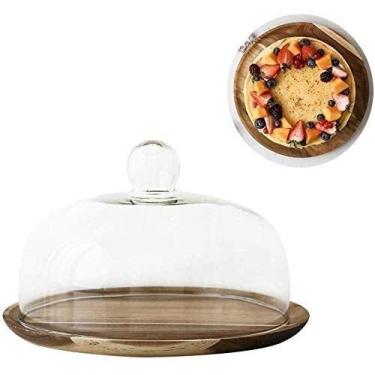 Imagem de Suporte de bolo 6/8/10 cúpula de bolo doméstico pastelaria para preservação de pizza placa de madeira bandeja de degustação de sobremesa de hotel bandeja decorativa para servir (tamanho: 15 polegadas