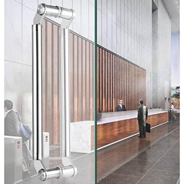 Imagem de Puxadores de porta de celeiro interiores, puxador de porta de entrada comercial moderno de aço inoxidável para barra, puxadores de vidro deslizante de chuveiro com arruelas (cor: cromado, tamanho: 60