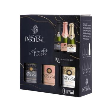 Imagem de KIT MINI ESPUMANTES MONTE PASCHOAL BRUT 3X187ML