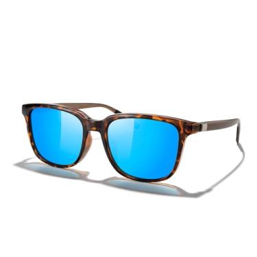 Imagem de Óculos de sol unissex retangulares polarizados vintage para homens/mulheres, pernas de alumínio, Armação leopardo/lente espelhada azul/hastes marrons, Lens Width:55 Millimeters