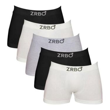Imagem de Kit 5 Cuecas Boxer Zrbo Masculina Original Lisa Algodão, Sortido, G