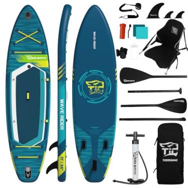 Imagem de TIGERXBANG Prancha De Stand Up Paddle Inflável 11'×34"×6" Com Acessórios Completos, Pranchas Premium Versáteis Para Adultos/Jovens, Coleção Board Wave Rider - Azul Marinho