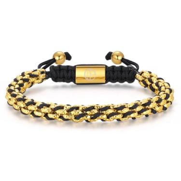 Imagem de WP WEPICK Pulseiras masculinas de aço inoxidável banhado a ouro 18 K, corrente de elos francos, pulseira ajustável masculina, ouro, joias masculinas não manchadas, presente de aniversário, 7mm, Sem