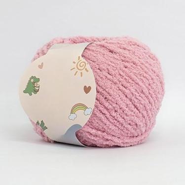 Imagem de Fio de pelúcia macio, fio de chenille fofo para tricô de crochê, perfeito para cobertores, cachecóis (rosa)