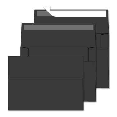 Imagem de Envelopes 4x6 para convite, envelope A4 preto, pacote com 50 envelopes de cartão 4x6 autoselados, para casamentos, cartões comemorativos, chá de bebê, fotos, aniversário