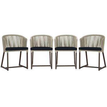 Imagem de 4 Cadeiras De Jantar Noronha Marrom Corda Náutica E12 Trama Rami