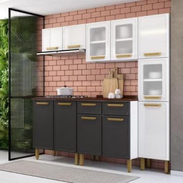 Imagem de Cozinha Completa Aço 11 Portas 2 Gavetas Bella Br/Grafite - Bertolini