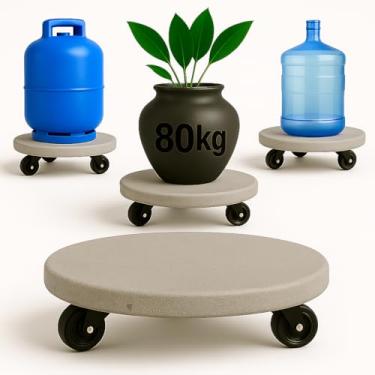 Imagem de Suporte para Vasos de Plantas 25cm Com Rodizios em Cimento Natural Reforçado | Premium | Rodízios ABS Giratórios | Suporta 80kg | Design Moderno e Minimalista | by Ateliê TH Wood Art