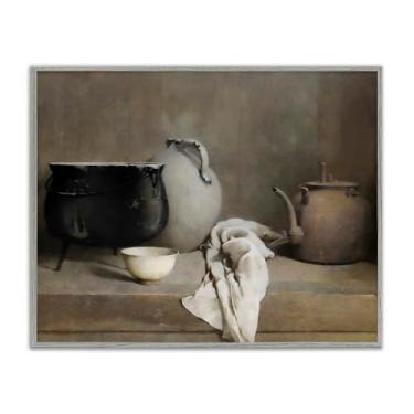 Imagem de Stupell Industries Vaso Vintage Farmhouse Vase Still Life Arte giclée emoldurada preta, design por Riley B, 40 x 50 cm
