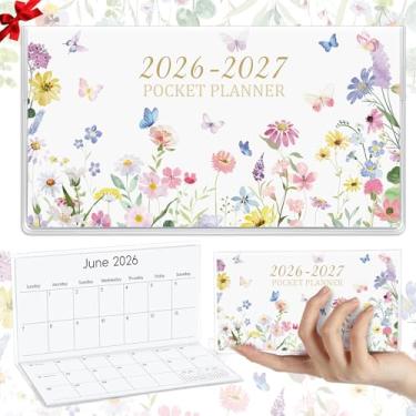 Imagem de ReliThick 17,8 cm x 16,5 cm 2026-2027 calendário de bolso para bolsa, agenda mensal pequena, caderno, capa de PVC, blocos de notas, presente de agradecimento, presente para mulheres, mãe, amigas