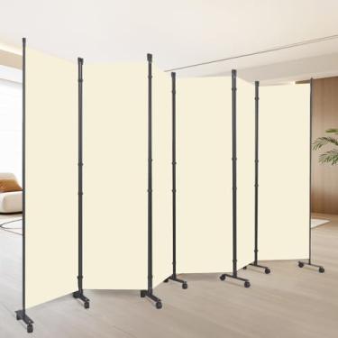 Imagem de Divisor de sala de 332 cm L para divisória de quarto (base resistente) 6 divisórias de divisória de painel, separação de tela independente com painel de privacidade dobrável com separador de espaço de