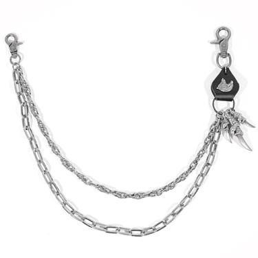 Imagem de DRABPOI Corrente de couro afiada com garra de águia para homens e mulheres, corrente para homens, calças punk, correntes para motociclistas, corrente pesada, cinto acessórios góticos