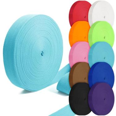 Imagem de Grosun Correias de algodão 2,5 cm, 3,8 cm, 5 cm, 5,08 cm, tiras de lona para bolsas, 25 cm, 3,3 metros (azul, 2,5 cm x 25 jardas)
