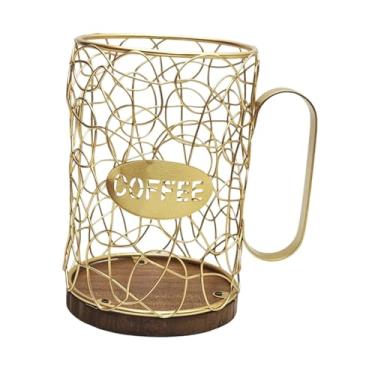 Imagem de Bothyi Porta-cápsulas de café, cesto para cápsulas de café, aramado, organizador de balcão para armazenamento de xícaras, ideal para hotéis, residências e, Ouro, Sem Tampa